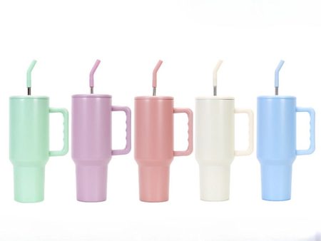 Wholesale 40oz Thermal Sublimation Handle Cup Large Capacity Stainless Steel Straw Ice Cup Online Hot Sale