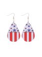 Wholesale Independent Day Stripe Star Water Drops American PU Leather Ear Ring For Discount