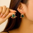 Wholesale Fashion Irregular Geometric Emerald C-shaped Earrings Online