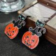 Wholesale Halloween Personalized Creative Black Cat Pumpkin Earrings on Sale