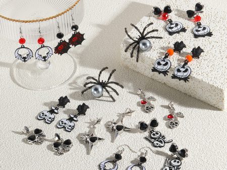 Wholesale Gothic Style Skull Pumpkin Spider Dark Halloween Earrings Fashion