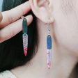 Wholesale Halloween Acrylic Print Blood Knife Earrings For Cheap