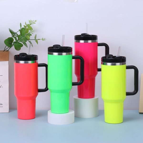 Wholesale Tumbler 40oz Vacuum Ice Cup Straw Cup Stainless Steel Large Capacity Simple Portable Thermos Cup Sale