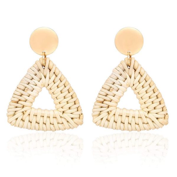 Wholesale Retro Geometric Beach Holiday Exaggerated Rattan Earrings Discount