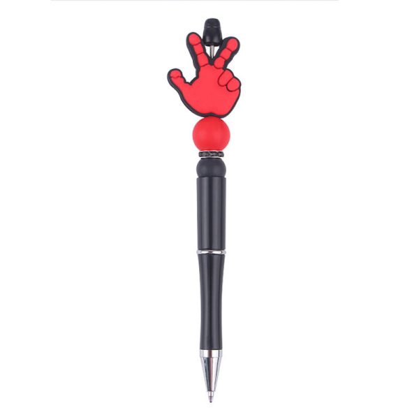 Wholesale Beaded Pens DIY Handmade Palm Silicone Beads Black Plastic Multifunctional Ballpoint Pen Online Hot Sale