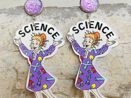 Wholesale Science Rainbow Alphabet Acrylic Bright Purple Earrings Discount