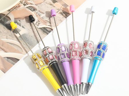 Wholesale 10pcs Beadable Pens Heavy Works Drill DIY Hands Handmade Round Bead Pen Online Sale