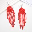 Wholesale Geometric Round Dreamweaver Mesh Rice Beads Tassel Earrings Sale