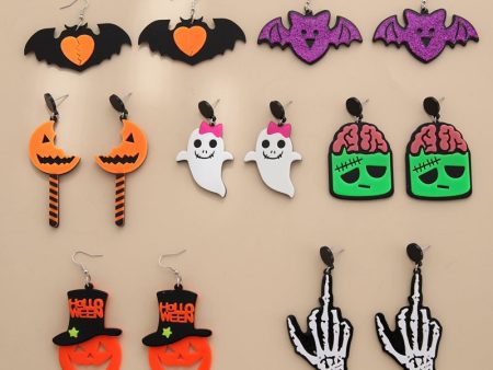 Wholesale Halloween Cartoon Printed Acrylic Earrings Hot on Sale