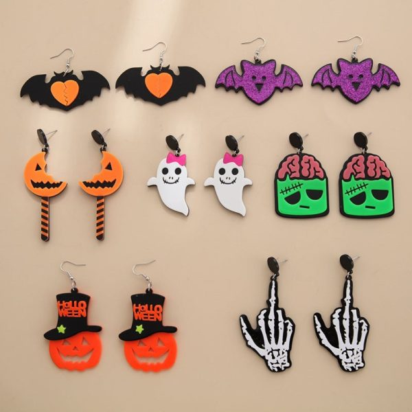 Wholesale Halloween Cartoon Printed Acrylic Earrings Hot on Sale