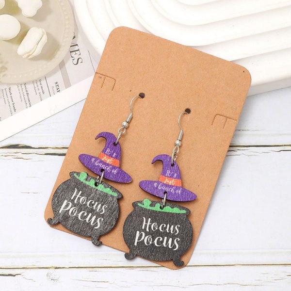 Wholesale Fashion Cat Letter Wood Earrings Online