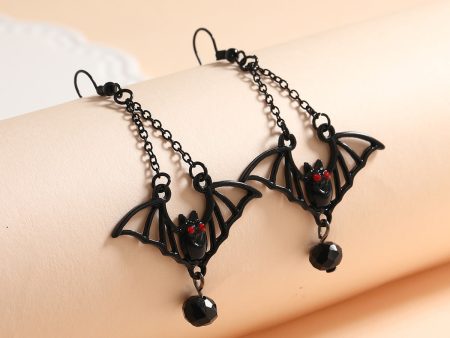 Wholesale Creative Exaggerated Halloween Retro All-match Gothic Black Bat Earrings Online now