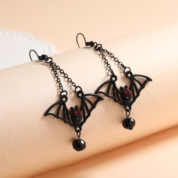 Wholesale Creative Exaggerated Halloween Retro All-match Gothic Black Bat Earrings Online now