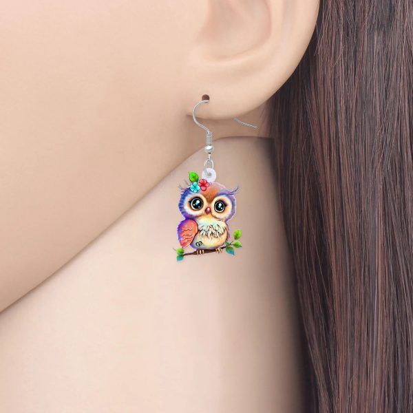 Wholesale Cute Owl Acrylic Earrings Supply