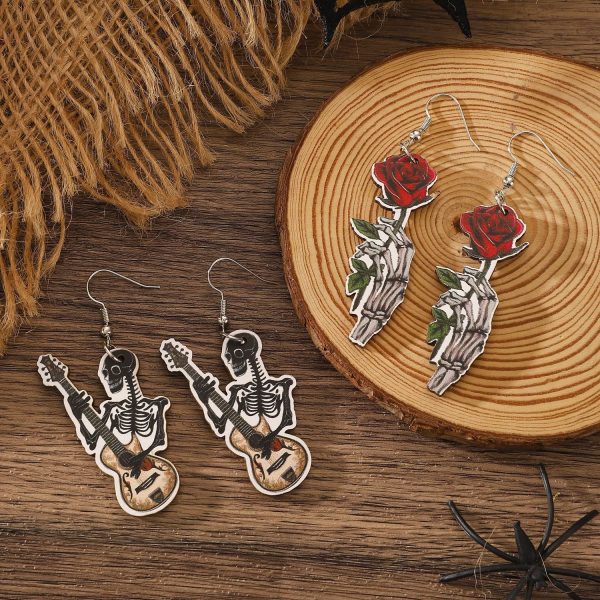 Wholesale Halloween Skeleton Flamingo Pumpkin Ghost Wooden Pendant Online Sale