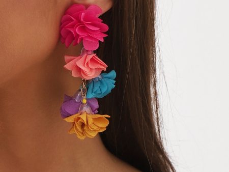 Wholesale Exaggerated Bohemian Colorful Flower Tassel Earrings Online Hot Sale