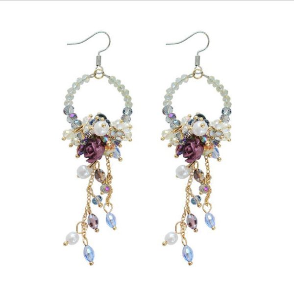 Wholesale Long Female Exaggerated Retro Crystal Streaming Earrings Hot on Sale