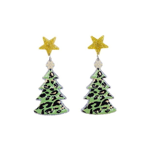 Wholesale Christmas Five-pointed Star Leopard Print Antler Snowflake Acrylic Earrings Online