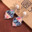 Wholesale Leather Alloy Turquoise Color Quadrilateral Earrings For Cheap