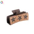 Wholesale Leather Leopard Retro Square Clip Cashew PU Shark Clip Online