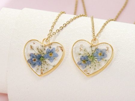 Wholesale 6pcs Love Forget-Me-Not Epoxy Real Flower Necklace Online Sale