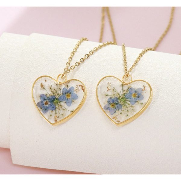 Wholesale 6pcs Love Forget-Me-Not Epoxy Real Flower Necklace Online Sale