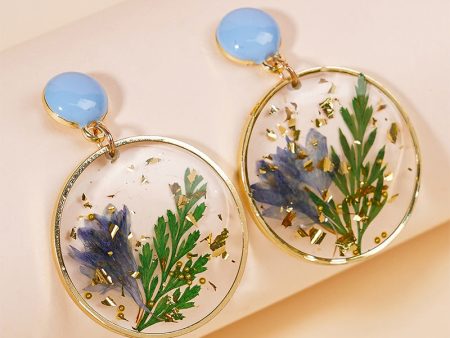 Wholesale Resin Dripping Dried Flower Earrings Online now