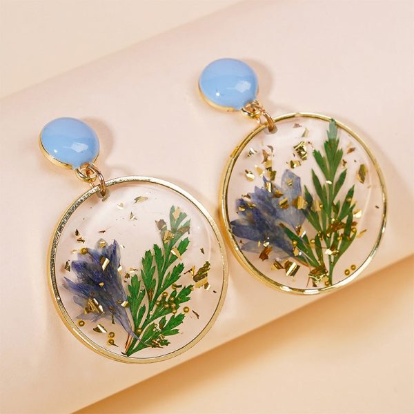 Wholesale Resin Dripping Dried Flower Earrings Online now