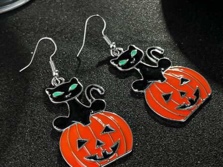 Wholesale Halloween Fashion Black Cat Pumpkin Ear Hooks Sale