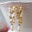 Wholesale Pearl Long Tassel Gold Orchid Matte Earrings Supply