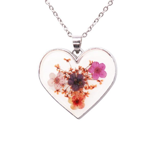 Wholesale 6pcs Resin Dried Flower Stainless Steel Necklace Supply