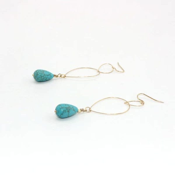 Wholesale Copper Hoop Teardrop Turquoise Earrings Online now