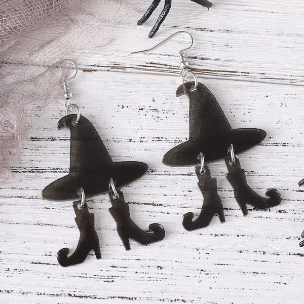 Wholesale Halloween Gothic Witch Hat Boots Acrylic Earrings Hot on Sale