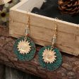 Wholesale Retro Bohemian Color Separation Double Layer Sunflower Pattern Earrings on Sale