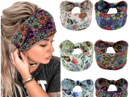 Wholesale Floral Sports Yoga Crossover Headband Fashion