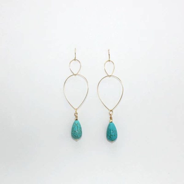 Wholesale Copper Hoop Teardrop Turquoise Earrings Online now