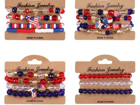 Wholesale American Independence Day Multi-layer Beaded Elastic Bracelet Sale