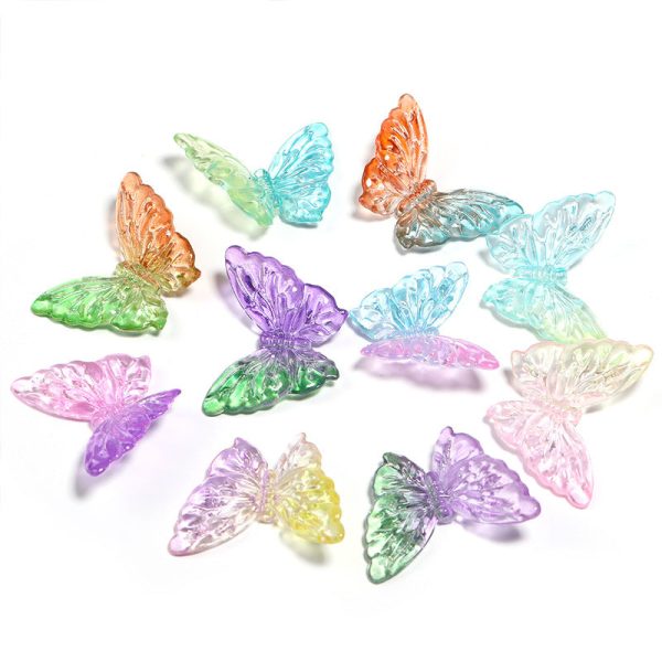 Wholesale 100pcs Acrylic Two-color Gradient Butterfly Crack Wing Beads Supply