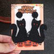 Wholesale Halloween Vintage Witch Hat Black Cat Demon Pumpkin Bat Beaded Earrings For Discount