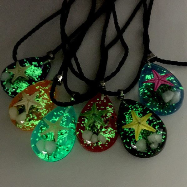 Wholesale 6pcs Natural Starfish Specimen Luminous Stone Necklace For Discount