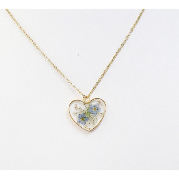 Wholesale 6pcs Love Forget-Me-Not Epoxy Real Flower Necklace Online Sale