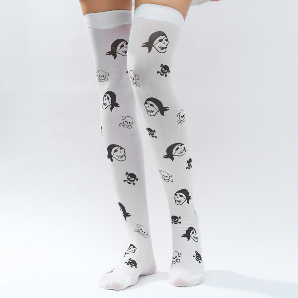 Wholesale Halloween Black Silk Screen Ghost Letter Pattern Socks Online