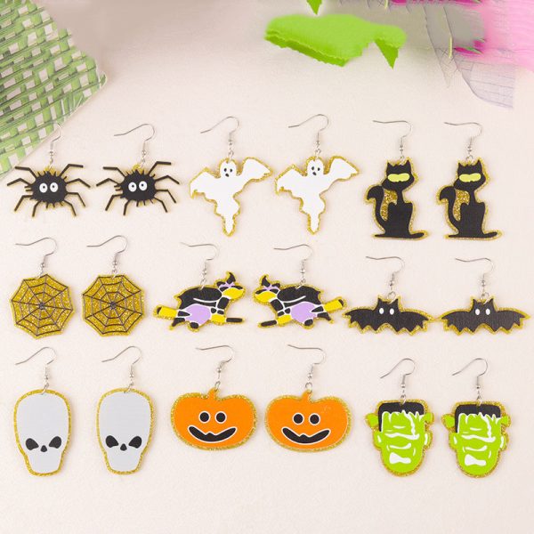 Wholesale Halloween Bat Pumpkin Ghost Acrylic Earrings Online Hot Sale