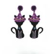 Wholesale Creative Handmade Rice Beads Witch Cat Halloween Earrings Hot on Sale