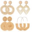 Wholesale Retro Geometric Beach Holiday Exaggerated Rattan Earrings Discount