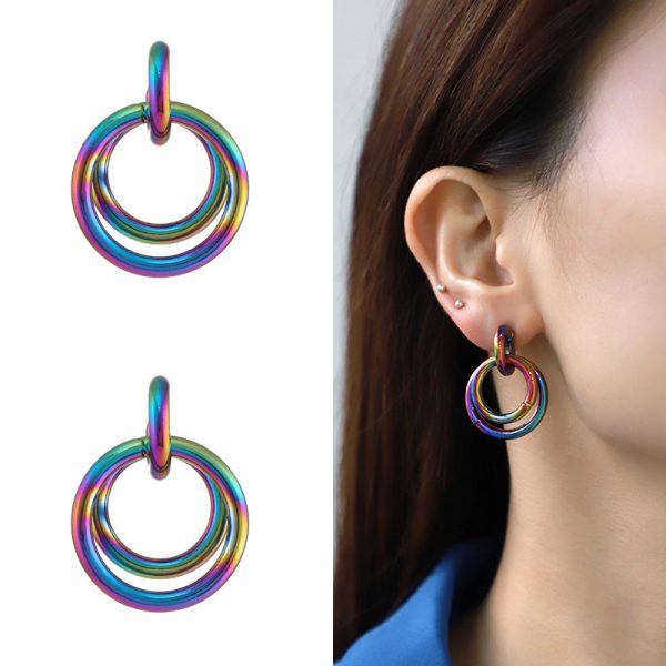 Wholesale Magic Color Electroplating Classic HOOP Retro Earrings on Sale