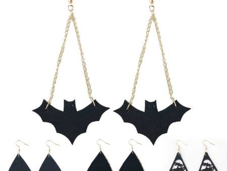 Wholesale 3 Pair Pack Halloween Hollow Bat Velvet Earrings Online now