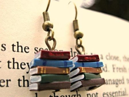 Wholesale Gothic Retro Creative Stacking Book Library Color Earrings Sale