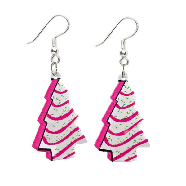 Wholesale Pink Christmas Santa Claus Christmas Tree Football Vintage Acrylic Earrings For Cheap