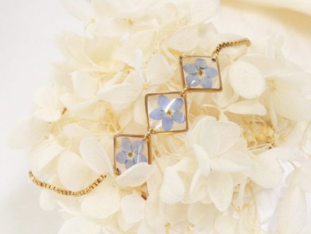 Wholesale 6pcs Geometric Blue Flower Real Flower Bracelet Online now